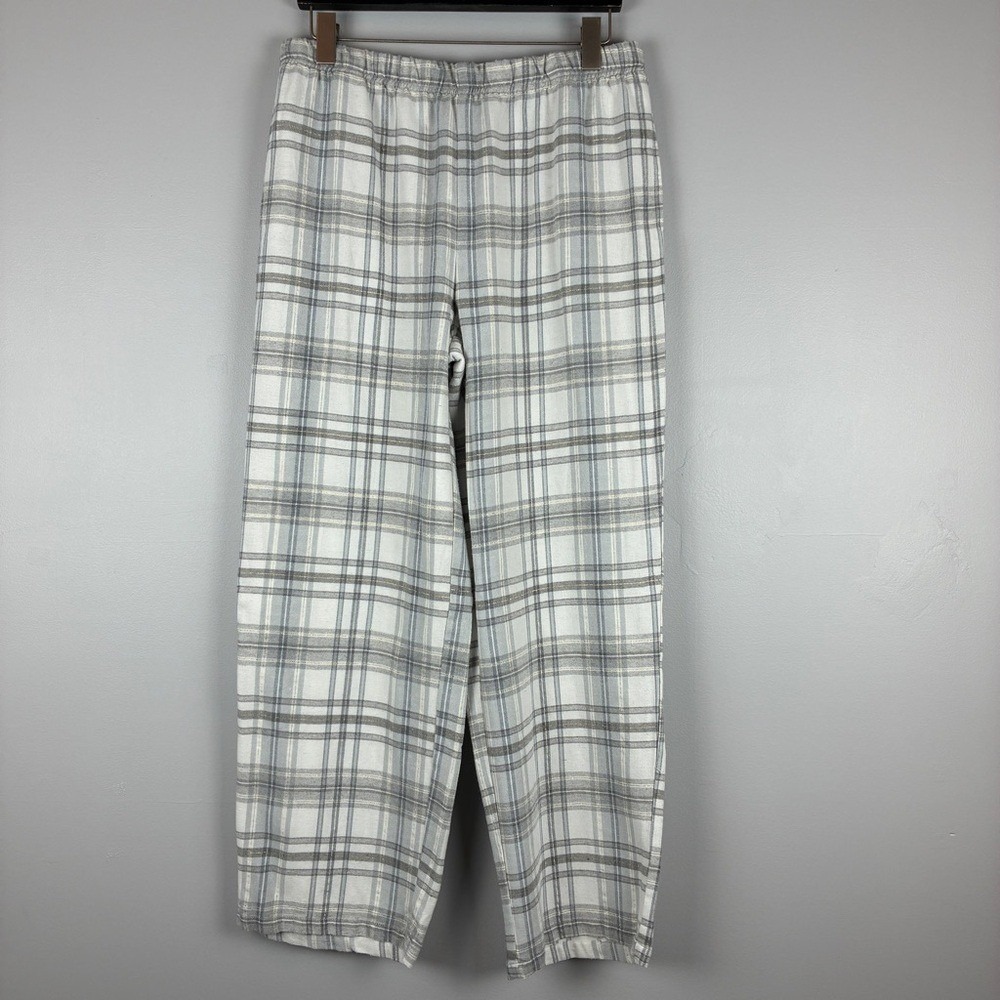 Jaclyn New York Pajama Set L Rayon Cotton Plaid Sleepwear Cozy Loungewear Grey - Picture 6 of 13
